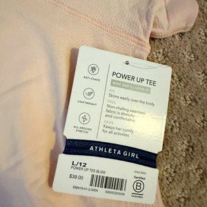 Athleta Girl: NWT Power UP Tee; size 12 peach/pink